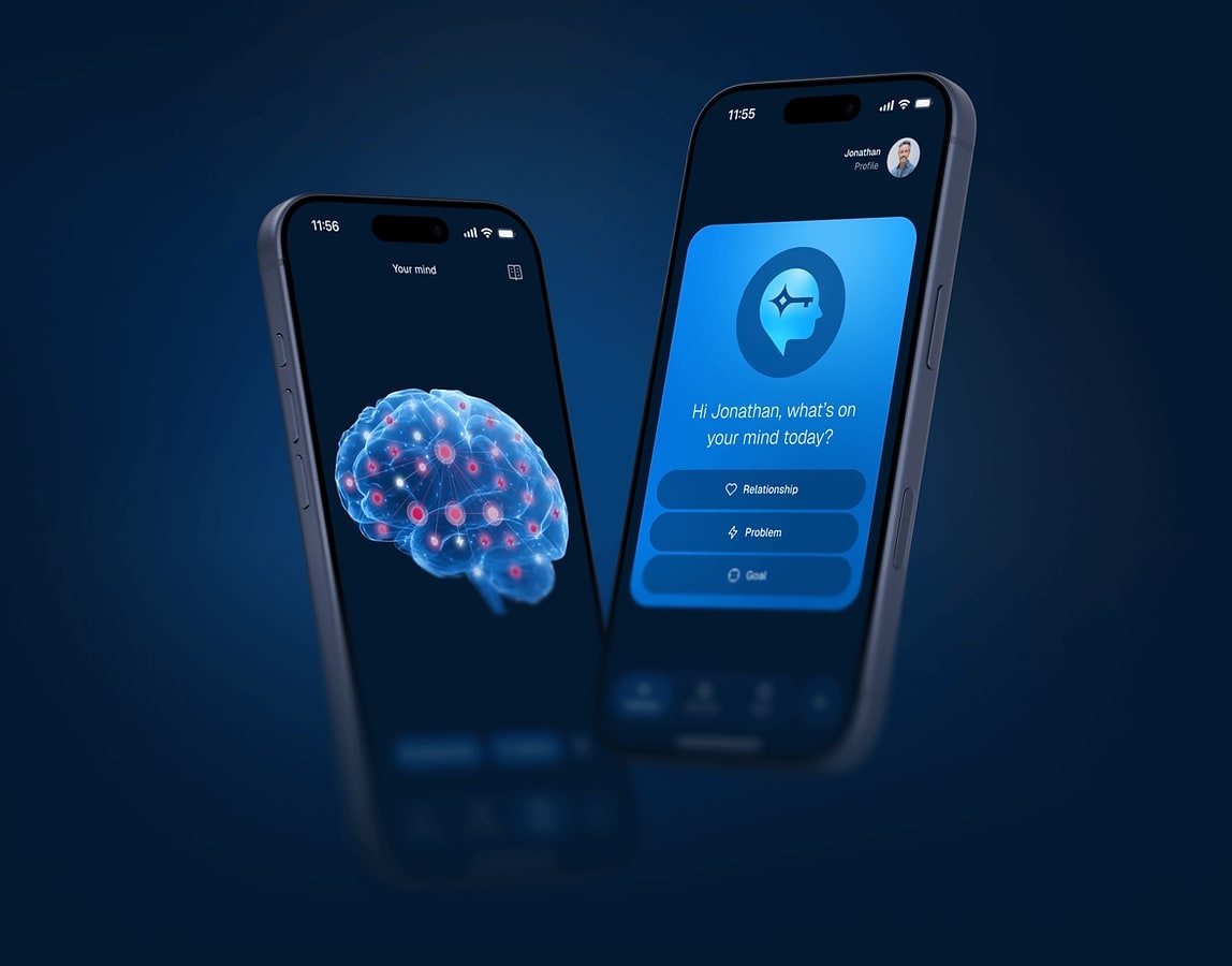 Selfcode app shown on two smartphones